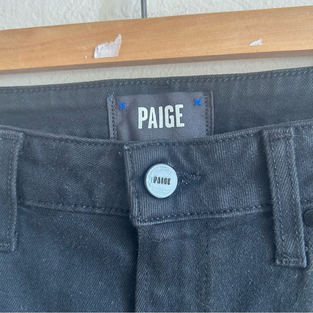PAIGE Stella High Rise Straight Leg Jeans in Black Overdye - Size 28 - Picture 6 of 8